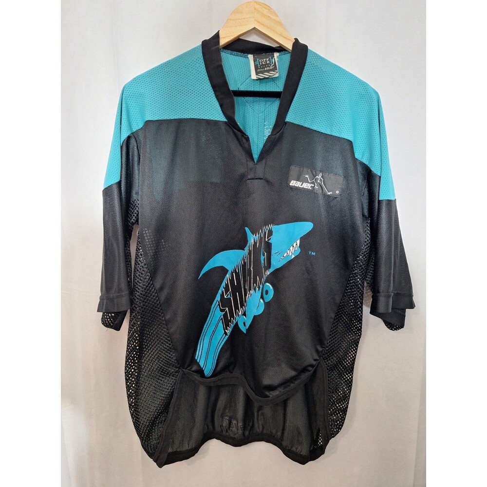 Vintage Official NHL San Jose Sharks Bauer Hockey Jersey Mens XL RARE 90s Sports